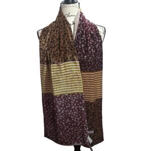 Loft Dressy Velour Leopard Print and Striped Scarf Cover Long Size OS